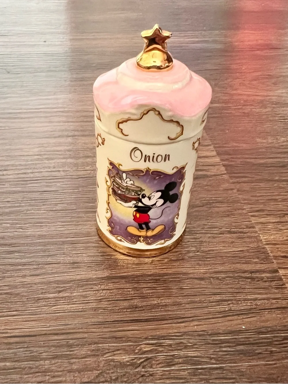 Lenox Pink and Gold Disney Onion Canister
